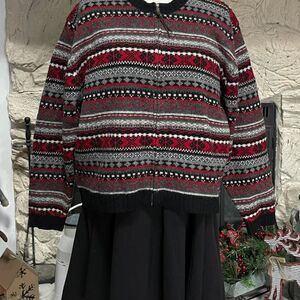 100% wool zip up knit cardigan sweater